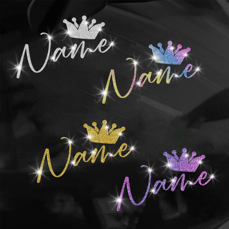 Car Accessories Name - 1PC Custom Glitter Crown and Name